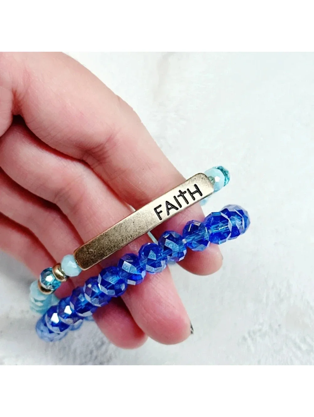 337u. Blue Stretch Glass Bracelets